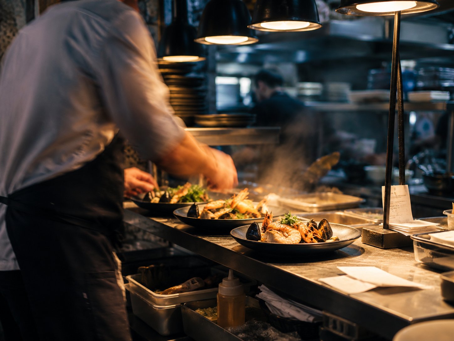 Cuisinier en plein coup de feu au pass